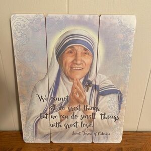 Mother Teresa Hanging Wall Art - Wooden, Painted